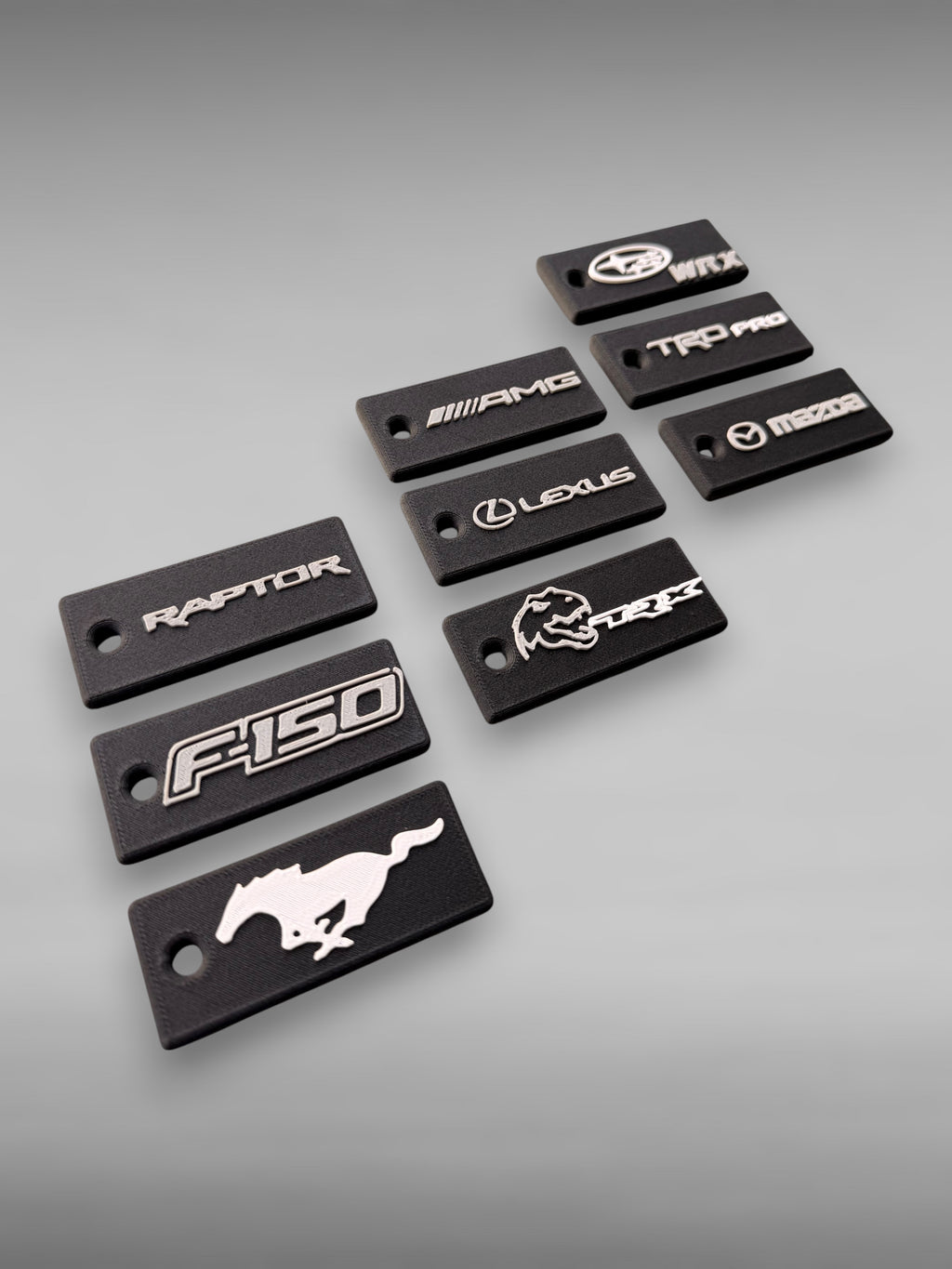 Custom Car Keychain • PETG-CF Base with White/Grey Text • Personalized 3D Printed Key Tag