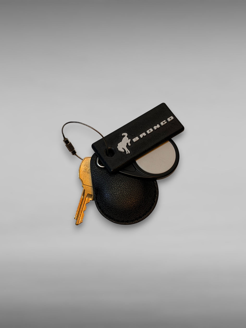 Custom Car Keychain • PETG-CF Base with White/Grey Text • Personalized 3D Printed Key Tag