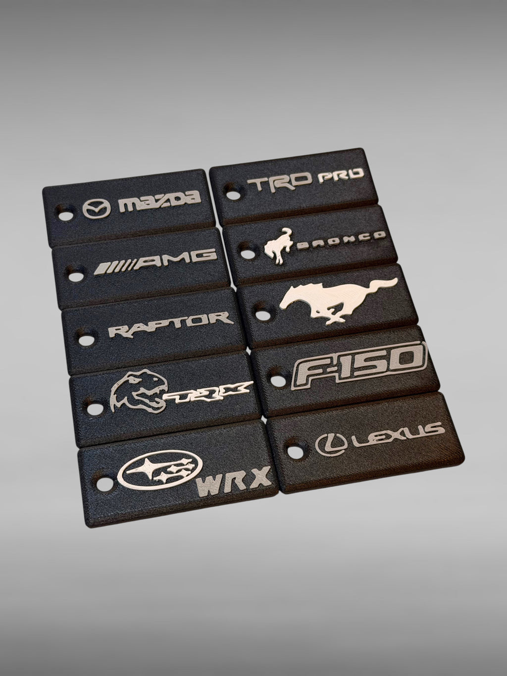 Custom Car Keychain • PETG-CF Base with White/Grey Text • Personalized 3D Printed Key Tag