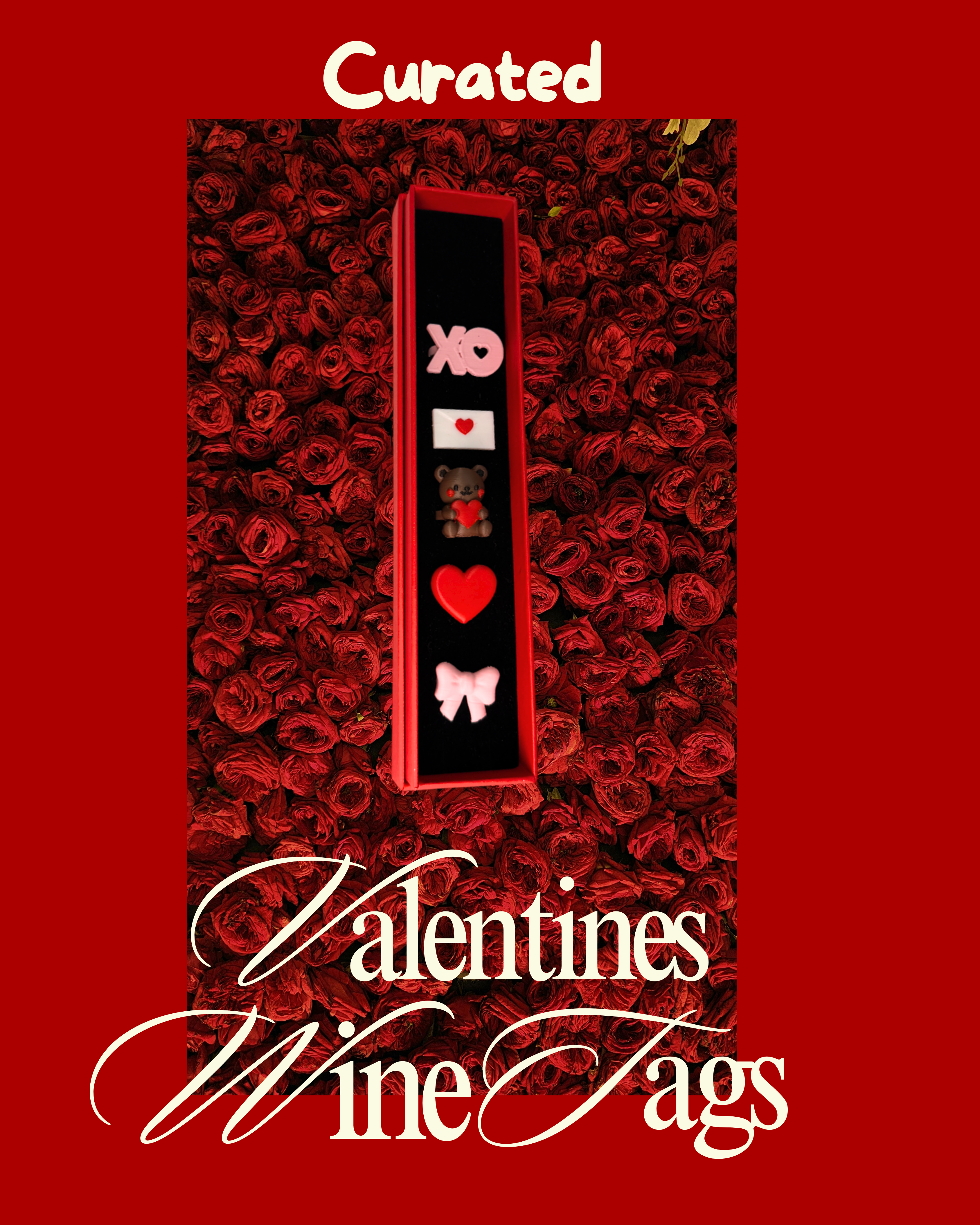 Valentine’s Day Wine Tags Set of 5 | Curated Creations | 3D Printed