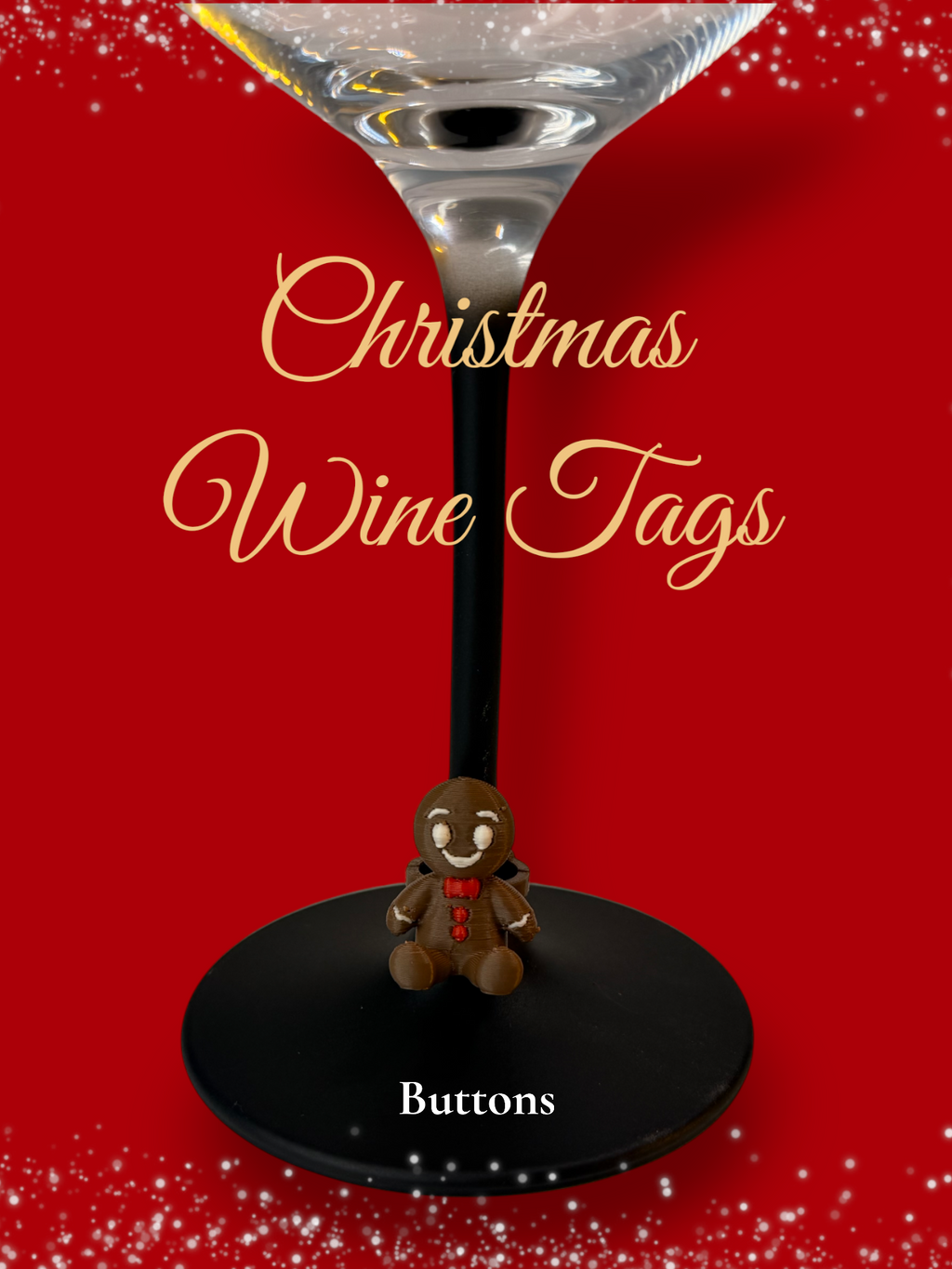 Christmas Wine Tags Set of 5 | Curated Creations | 3D Printed
