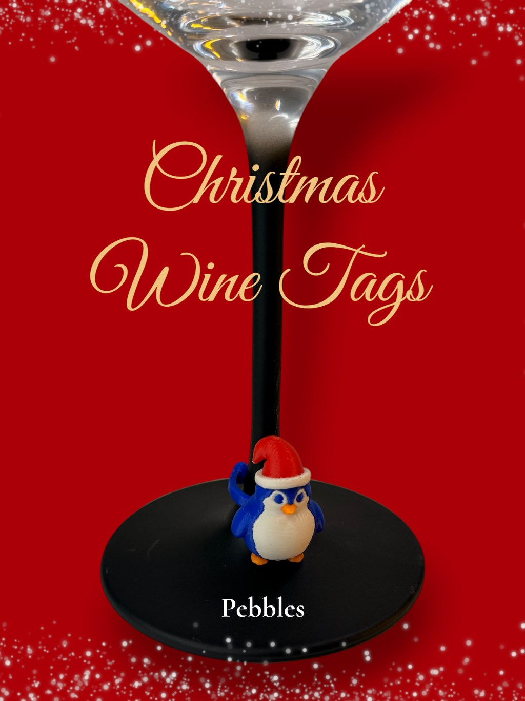 Christmas Wine Tags Set of 5 | Curated Creations | 3D Printed